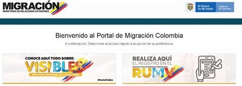 visibles migración colombia rumv.